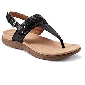 NIB Women's Size 8.5 M Black Easy Spirit Monte3 Sandals With Arch Support